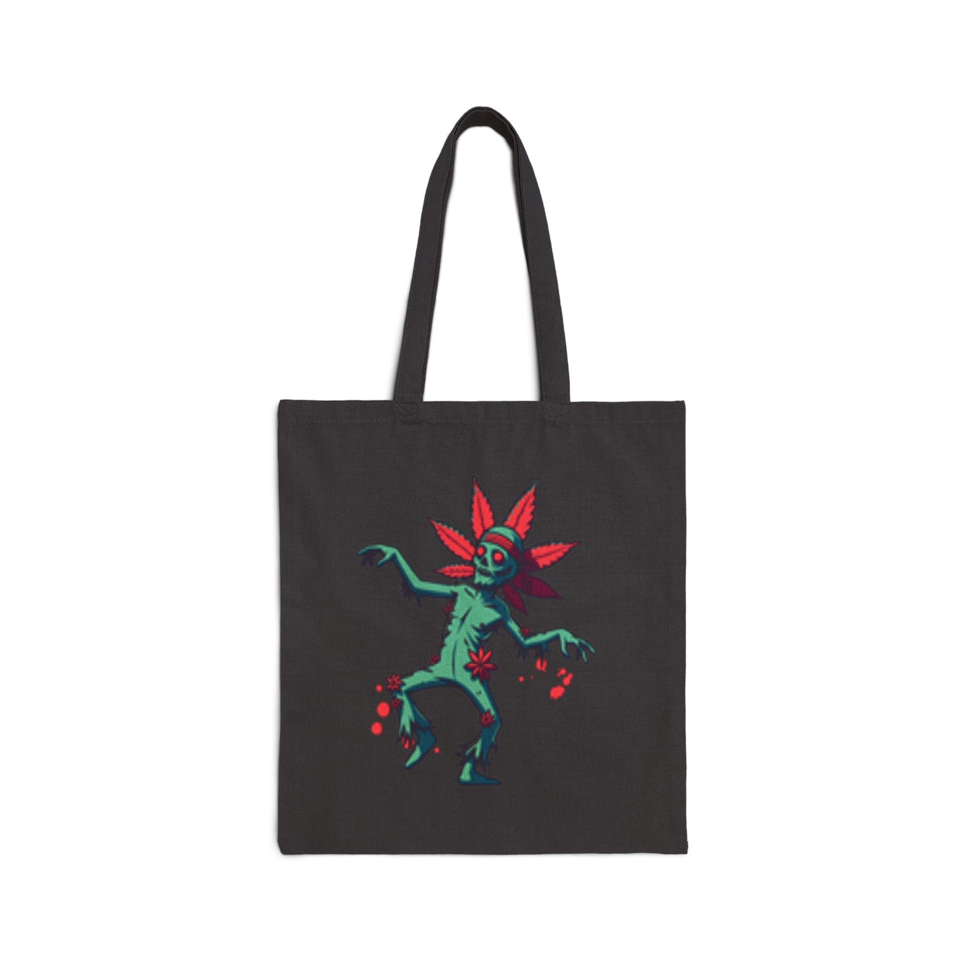 Creepin' It Real Halloween Cotton Canvas Tote Bag – Treats, Tricks & Trippy Vibes!