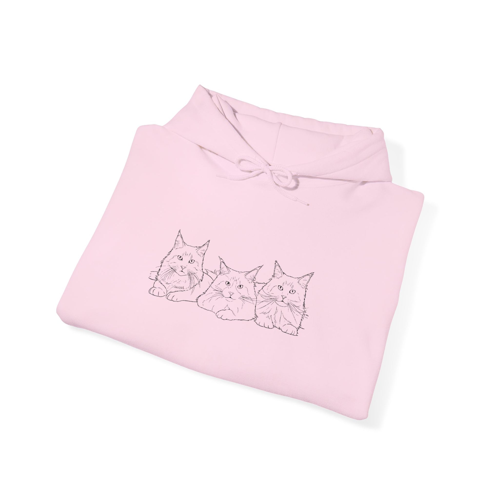 Cute Cat Trio Hoodie —Custom Embroidered Cat Snuggle