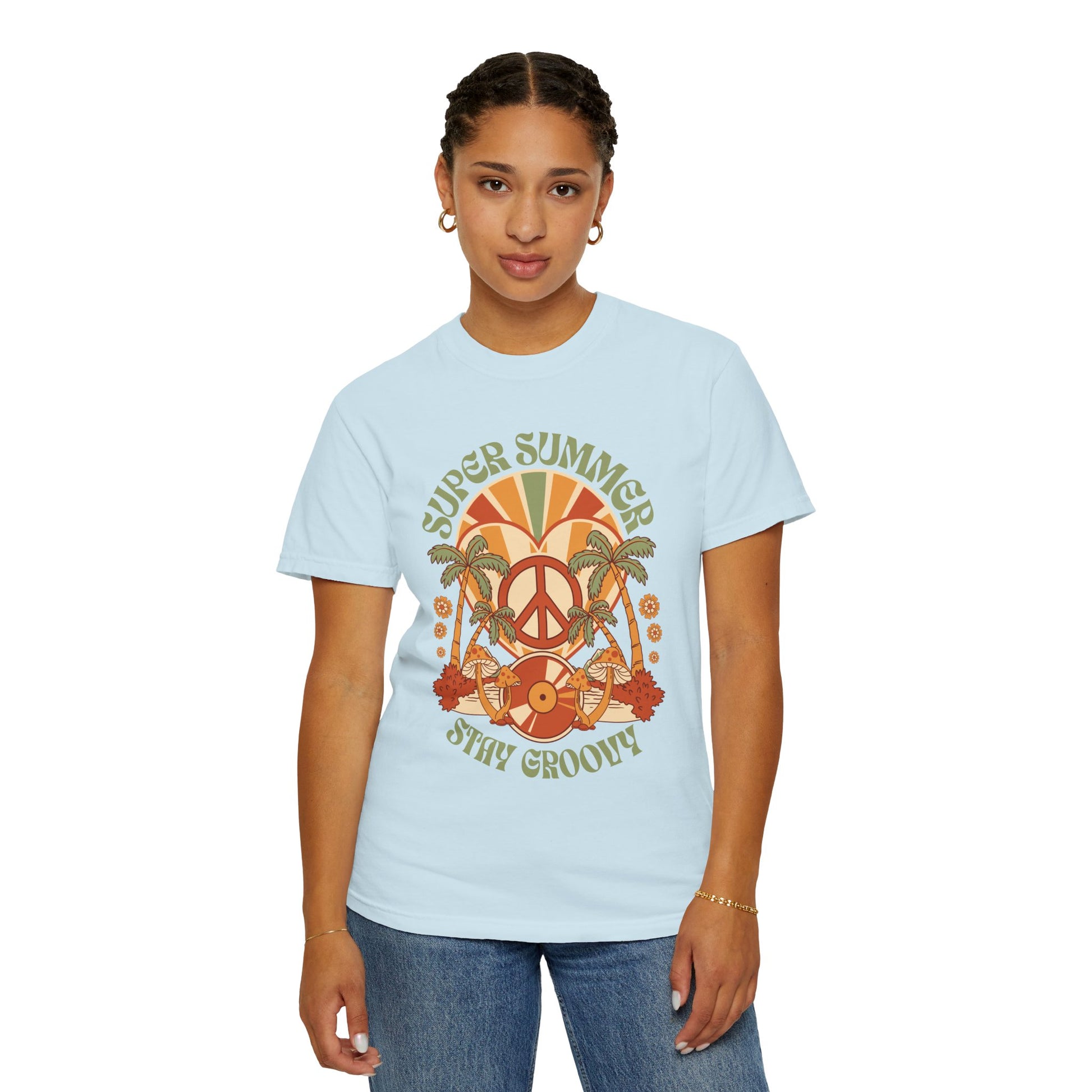 Super Summer Groovy Tee – Peace, Palms & Retro Vibes