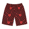 Retro Red & Black Geometric Board Shorts