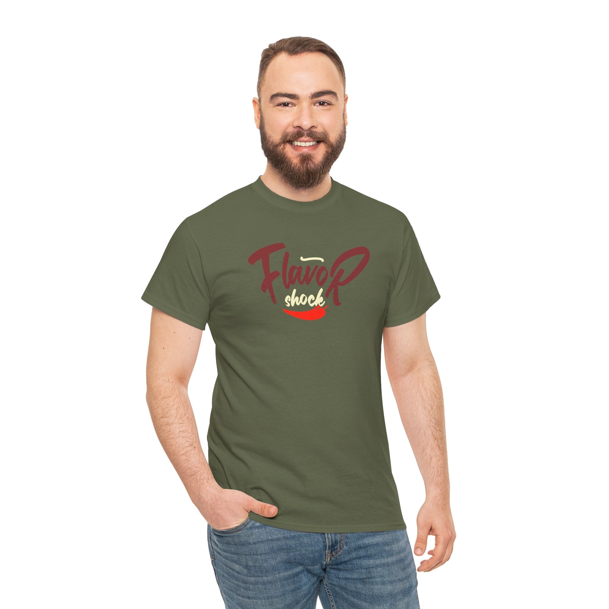 Flavor Shock Champion Unisex Heavy Cotton Tee – Chili Cook-Off Apparel for the Bold & Spicy!