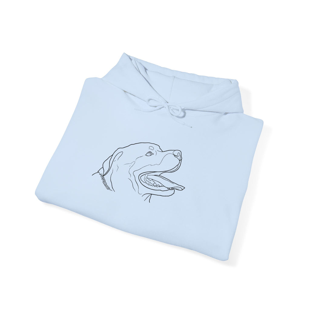 The Rottie Snuggle Unisex Hoodie –Graphic Minimal Dog Line Art