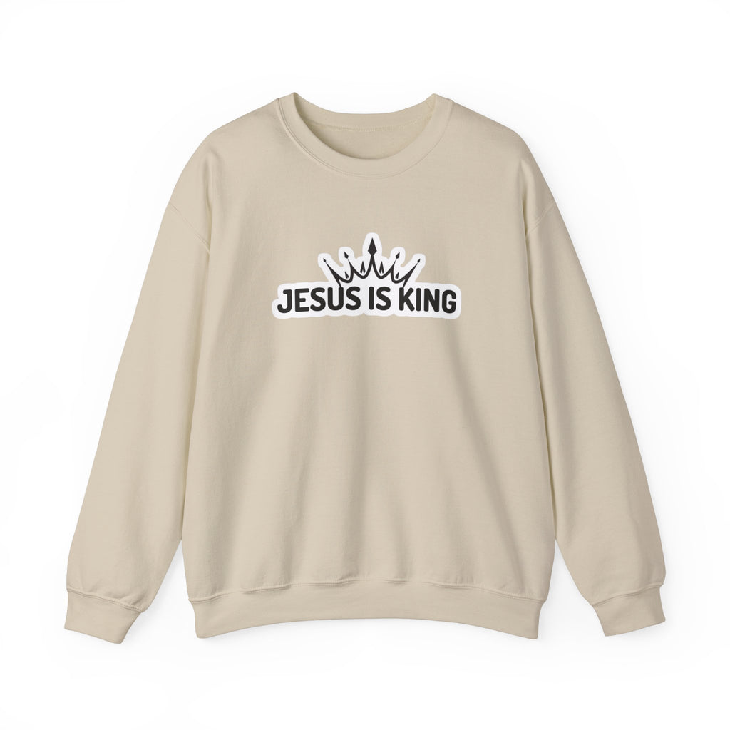 "Jesus is King" Christian Unisex Crewneck Sweatshirt – Bold Faith, Cozy Comfort
