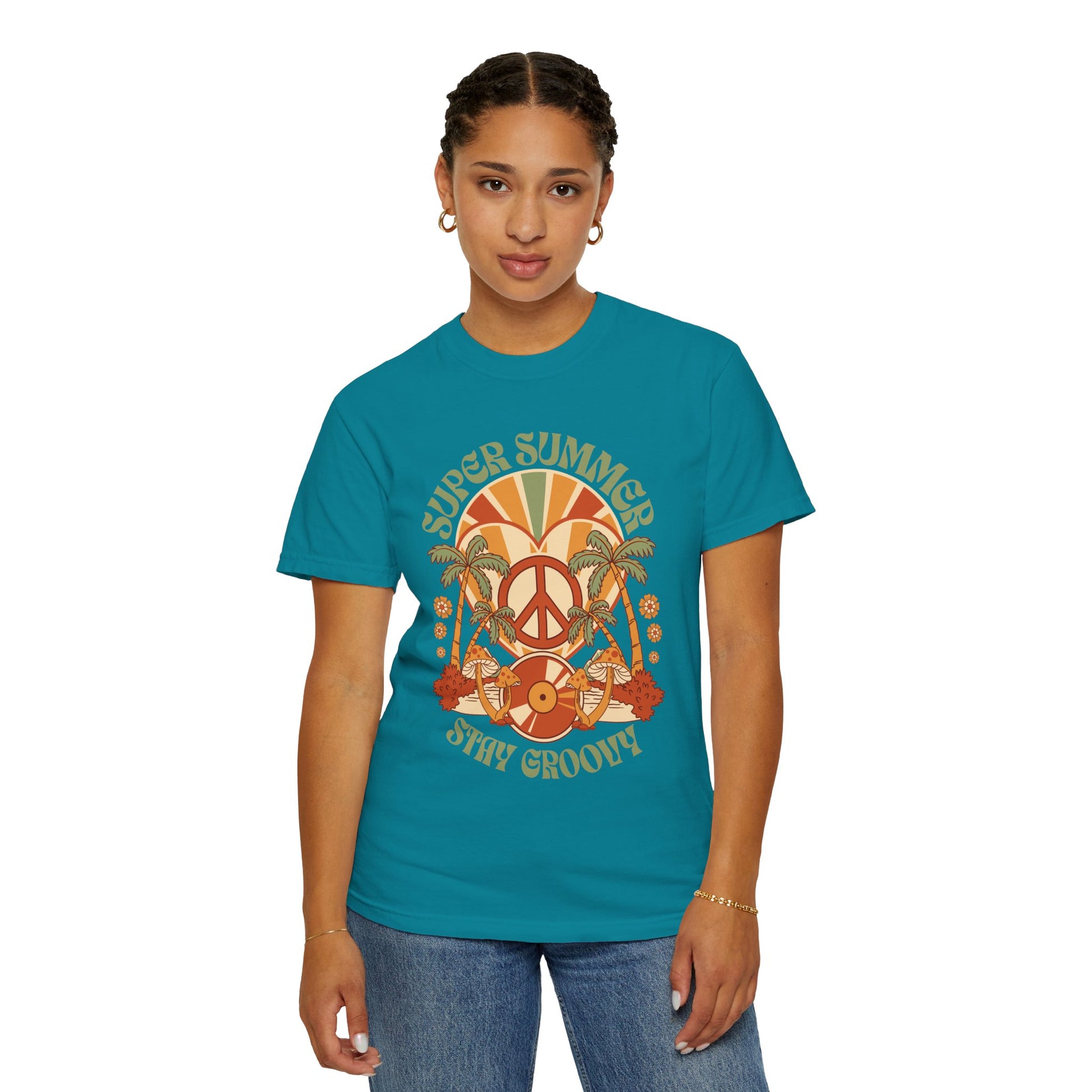 Super Summer Groovy Tee – Peace, Palms & Retro Vibes