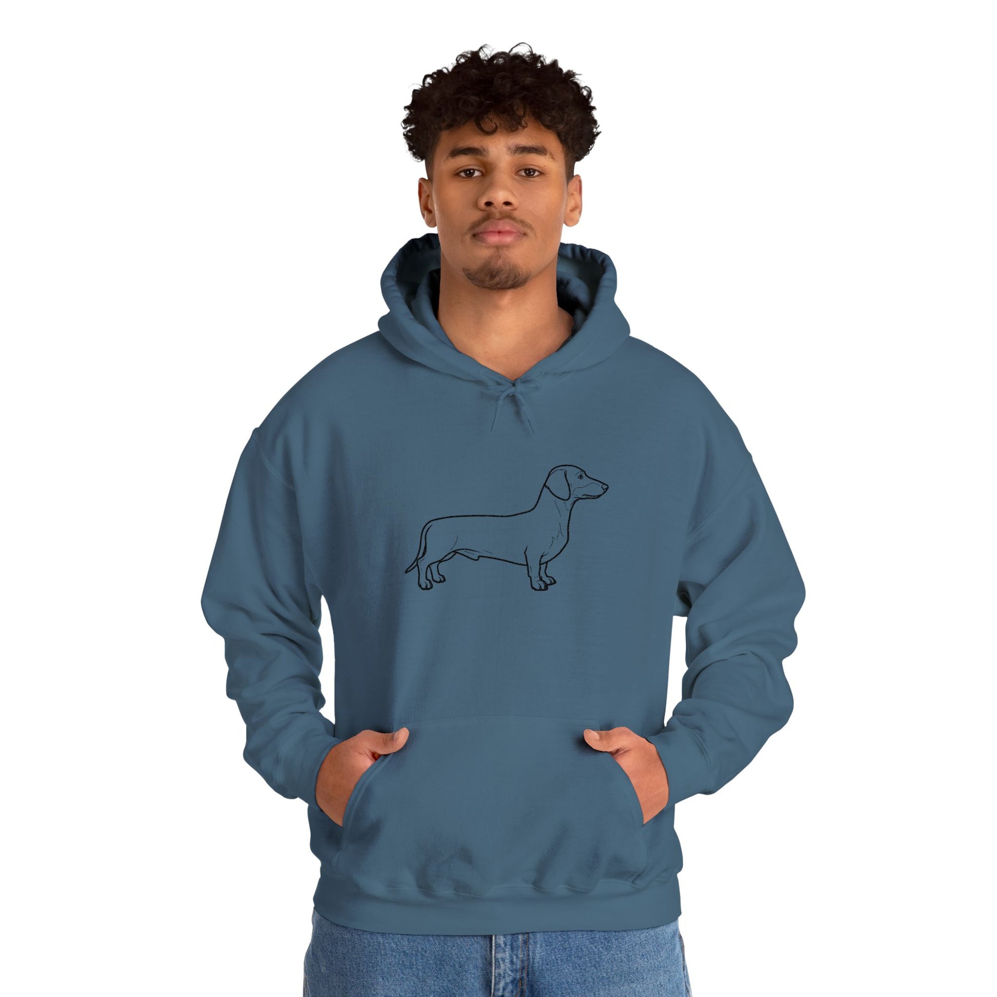 Dachshund Outline Hoodie — Minimalist Wiener Dog Sweatshirt