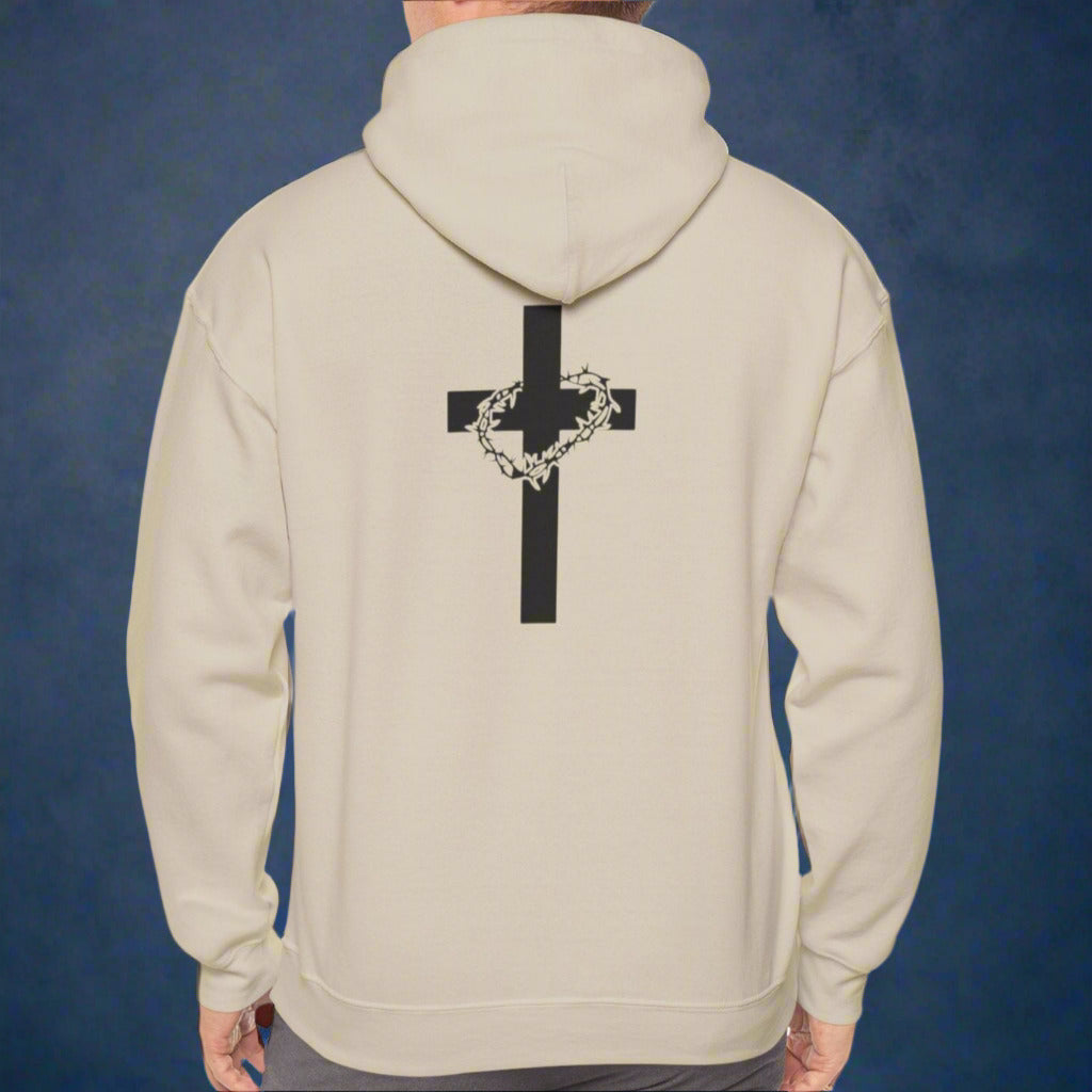 "He Is Risen" Cross & Crown of Thorns Christian Hoodie – Faith in Every Thread