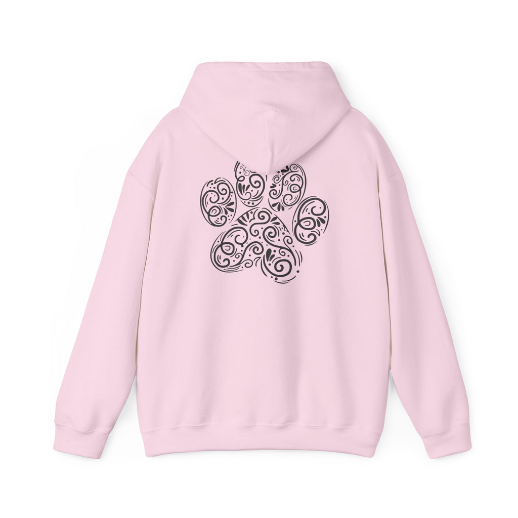 Pawprint Swirl Hoodie — Decorative Paw Print Animal Lover Sweatshirt