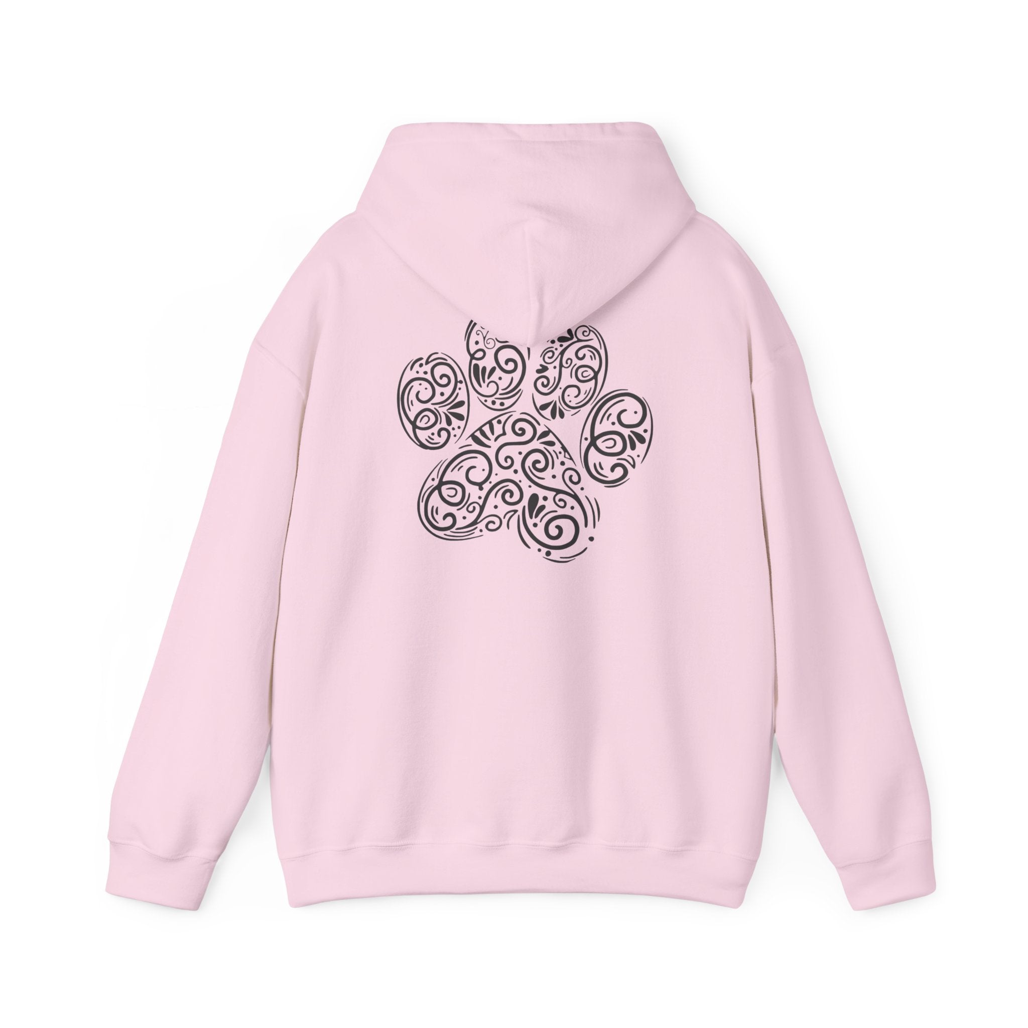 Pawprint Swirl Hoodie — Decorative Paw Print Animal Lover Sweatshirt