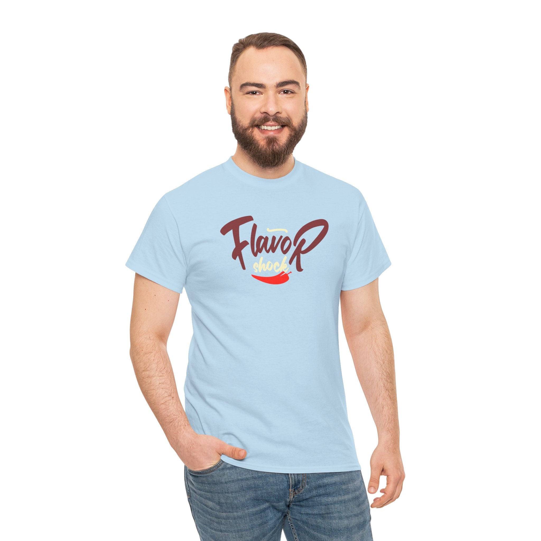 Flavor Shock Champion Unisex Heavy Cotton Tee – Chili Cook-Off Apparel for the Bold & Spicy!