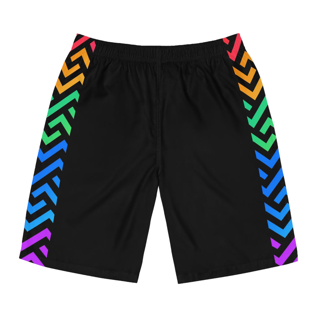 Men's Chevron Board Shorts — Black Beach Swim Trunks