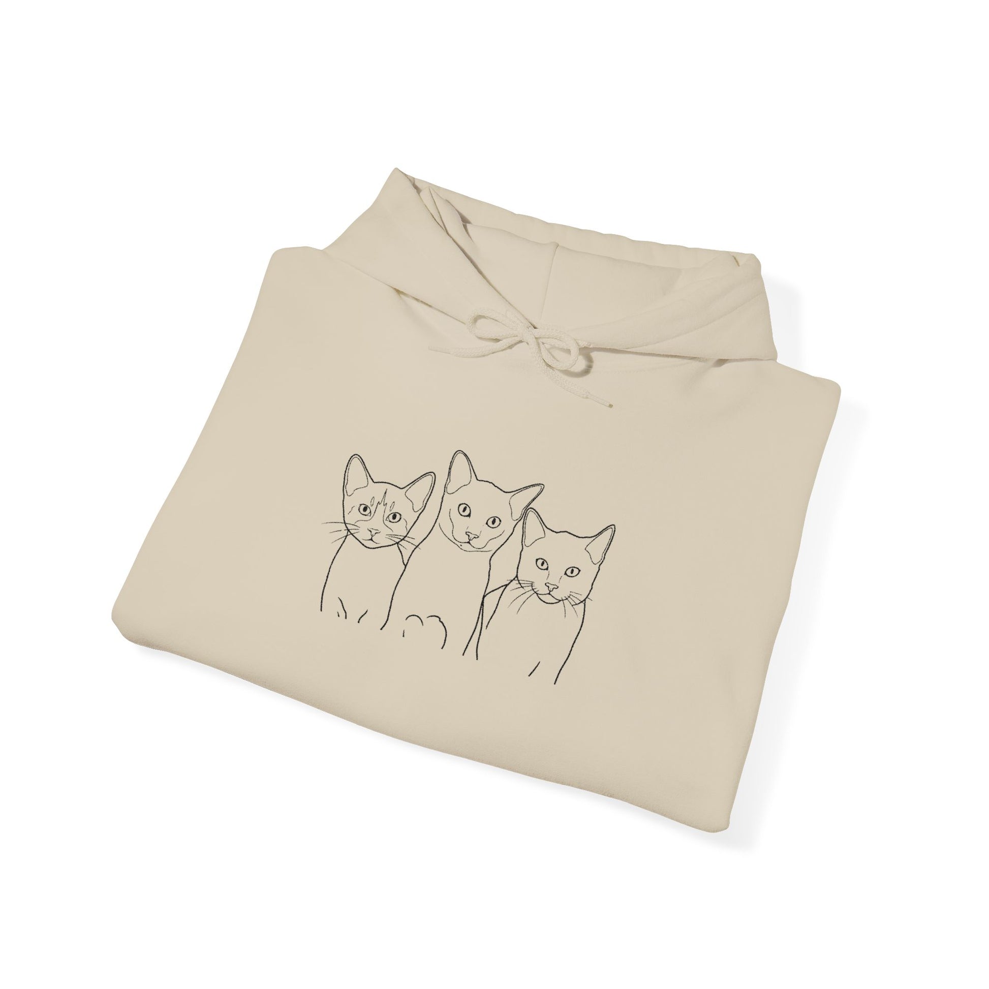 Triple Trouble Cat Hoodie – Unisex Unisex Heavy Blend™ Comfort with Embroidered Whiskers