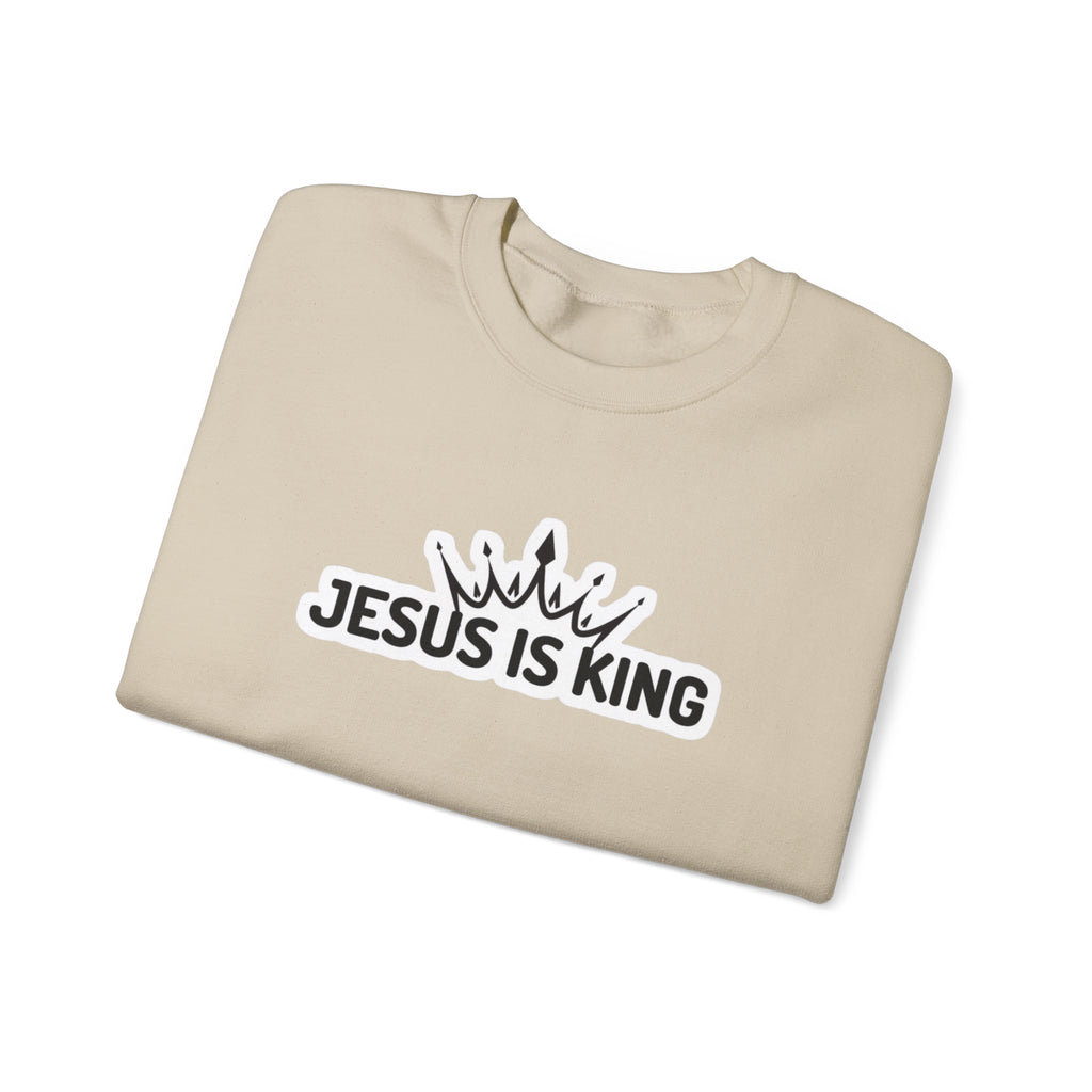 "Jesus is King" Christian Unisex Crewneck Sweatshirt – Bold Faith, Cozy Comfort