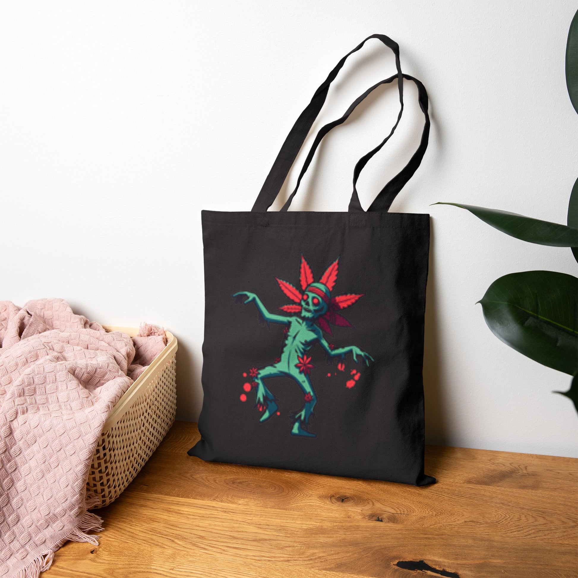 Creepin' It Real Halloween Cotton Canvas Tote Bag – Treats, Tricks & Trippy Vibes!