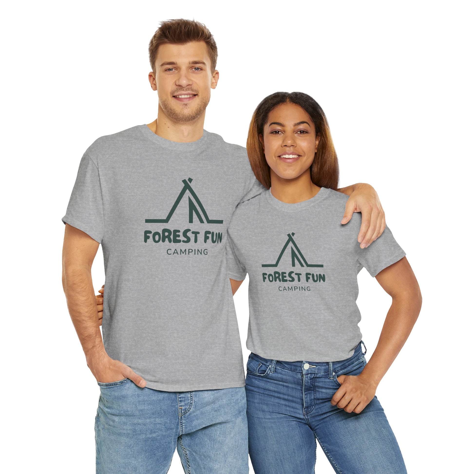 Forest Fun Camping Tee, Unisex Heavy Cotton T-Shirt