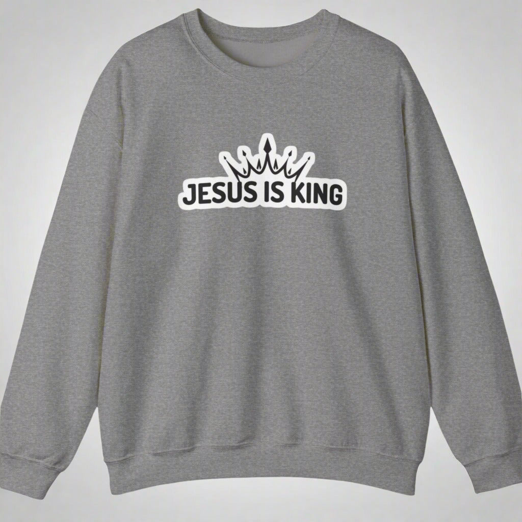 "Jesus is King" Christian Unisex Crewneck Sweatshirt – Bold Faith, Cozy Comfort