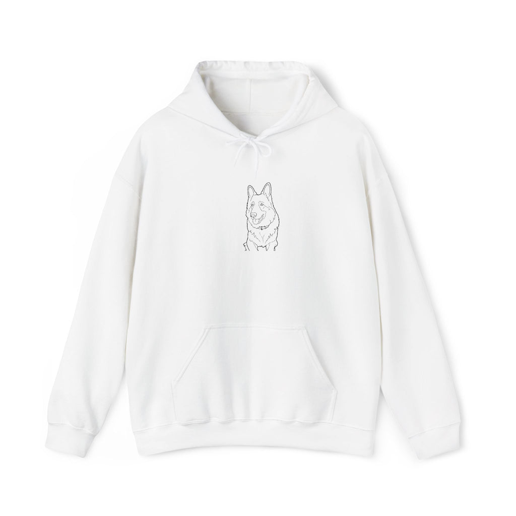 Minimalist German Shepherd Hoodie — Hand-Drawn Dog Portrait Pullover