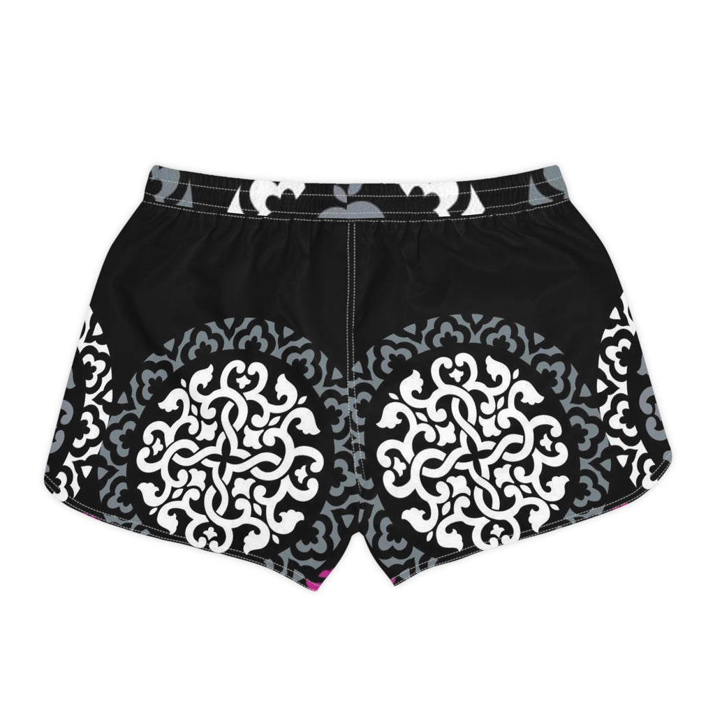 Women's Casual Shorts — Black Medallion Boho Print