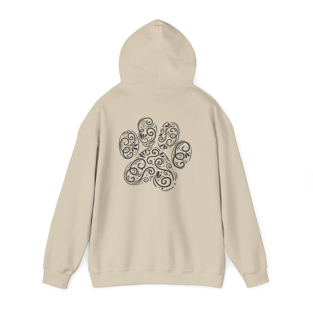 Pawprint Swirl Hoodie — Decorative Paw Print Animal Lover Sweatshirt