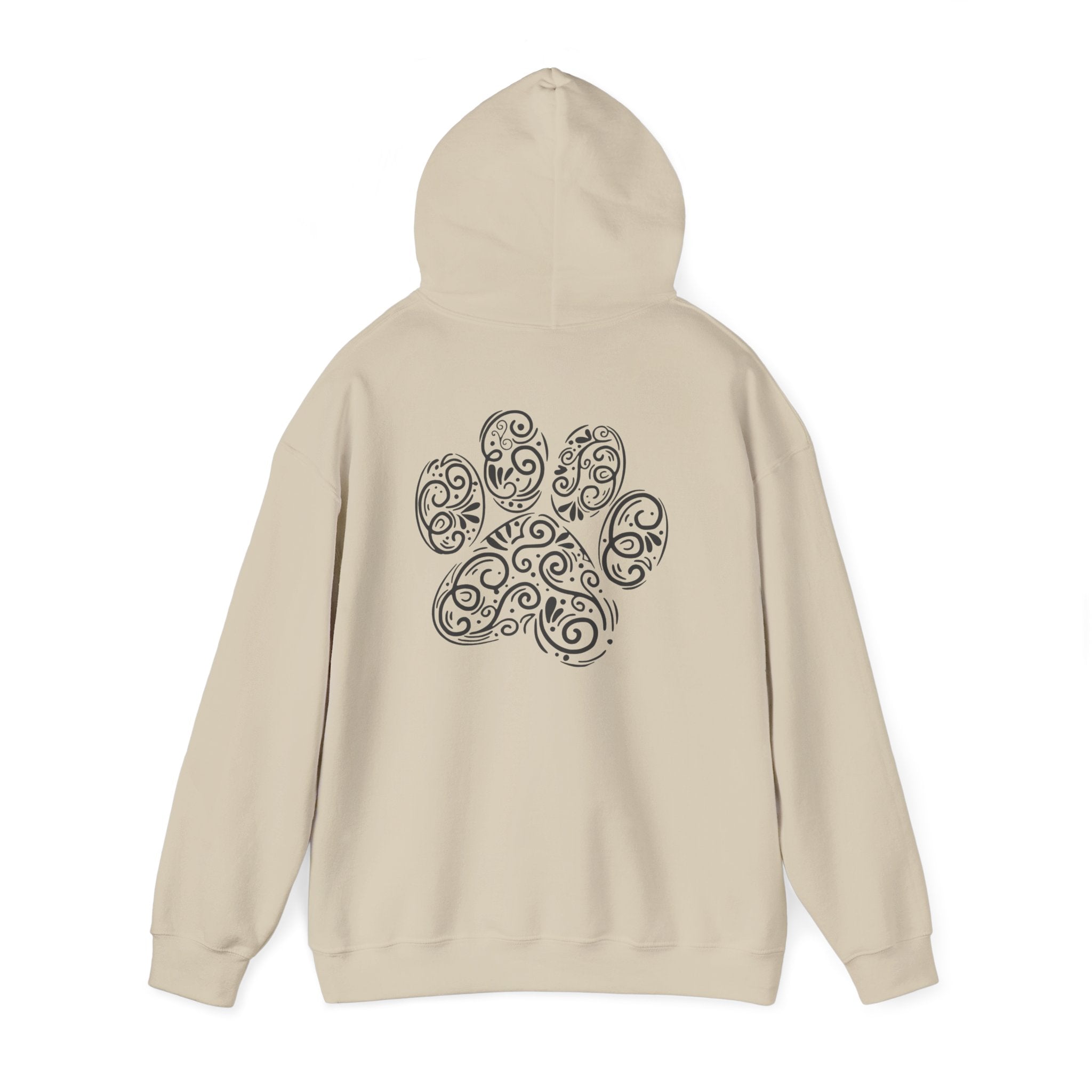 Pawprint Swirl Hoodie — Decorative Paw Print Animal Lover Sweatshirt