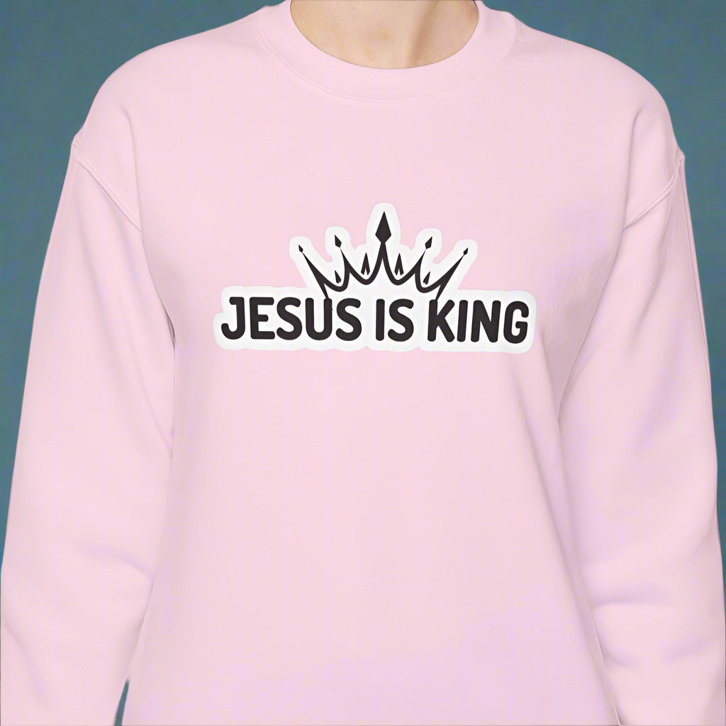 "Jesus is King" Christian Unisex Crewneck Sweatshirt – Bold Faith, Cozy Comfort