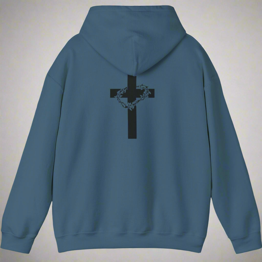 "He Is Risen" Cross & Crown of Thorns Christian Hoodie – Faith in Every Thread