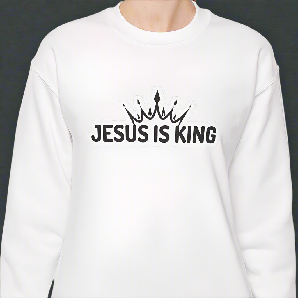 "Jesus is King" Christian Unisex Crewneck Sweatshirt – Bold Faith, Cozy Comfort