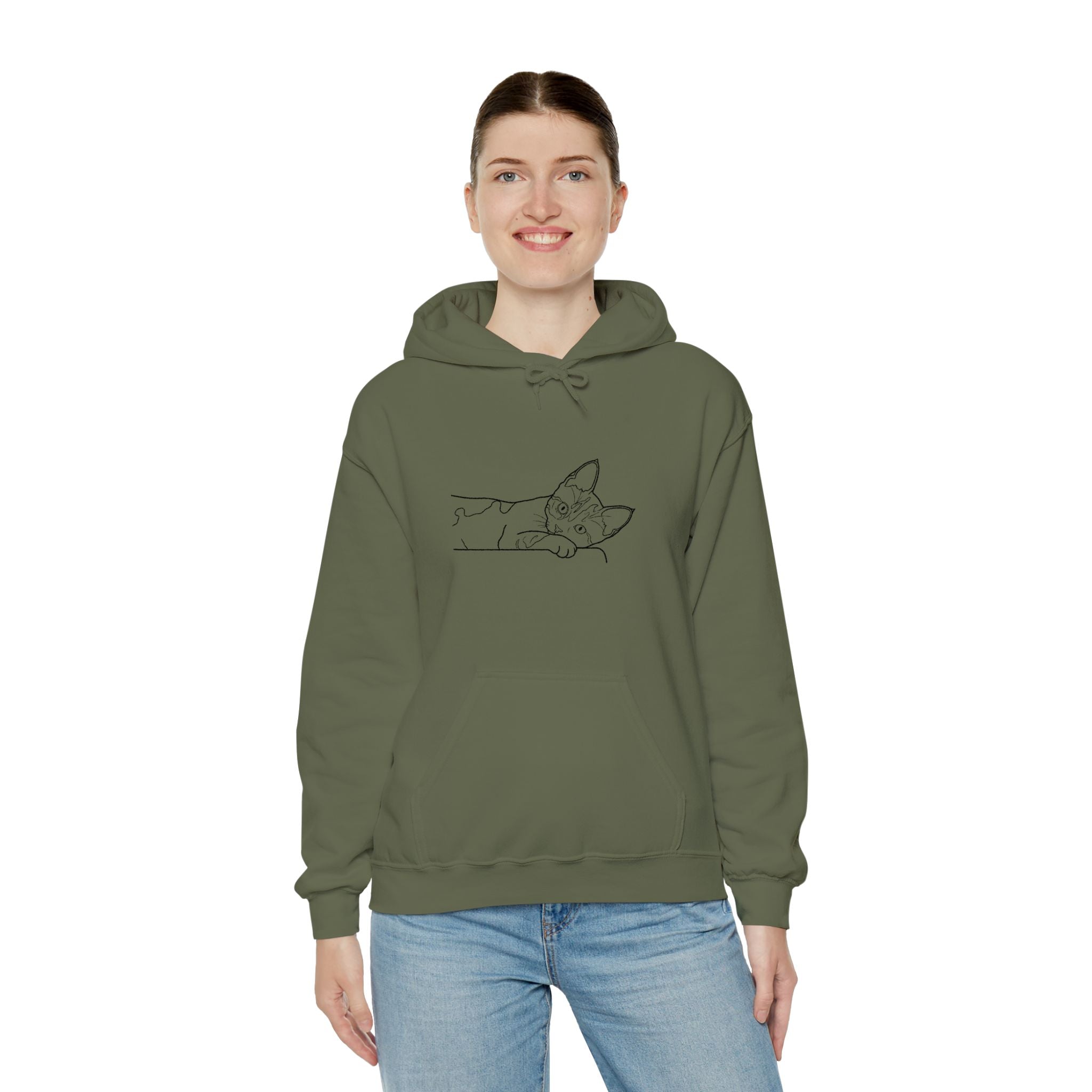 Purrfectly Chill – Custom Embroidered Cat Hoodie (Unisex Comfort Fit)