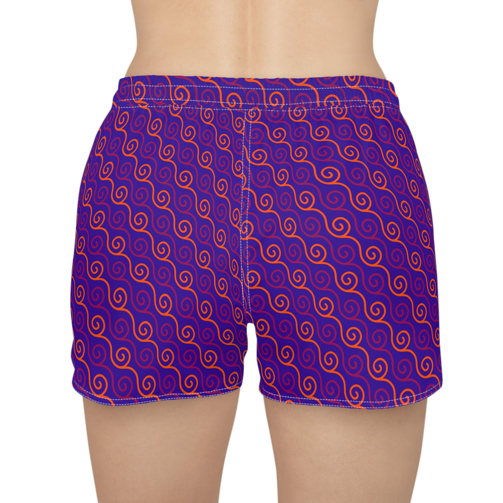 Sunset Spiral Women’s Lounge Shorts-Vibrant Swim, Surf & Beach Shorts