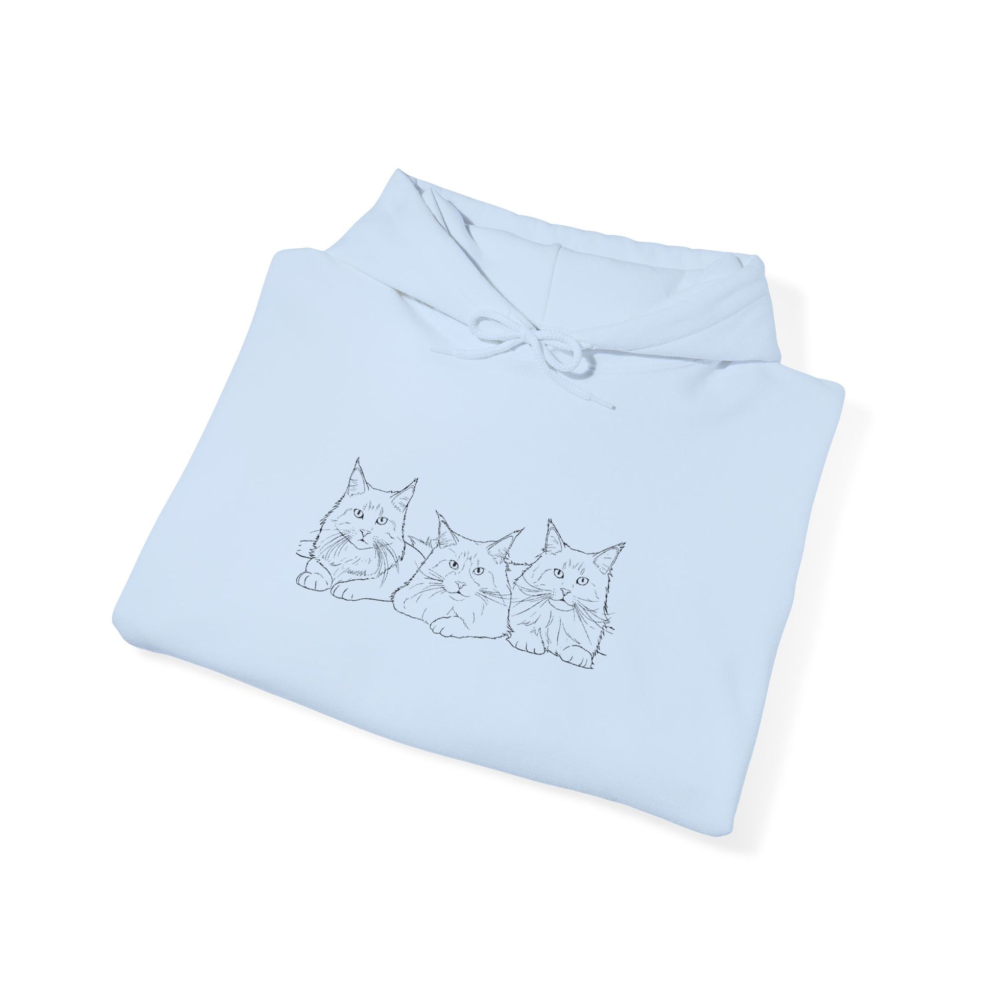 Cute Cat Trio Hoodie —Custom Embroidered Cat Snuggle