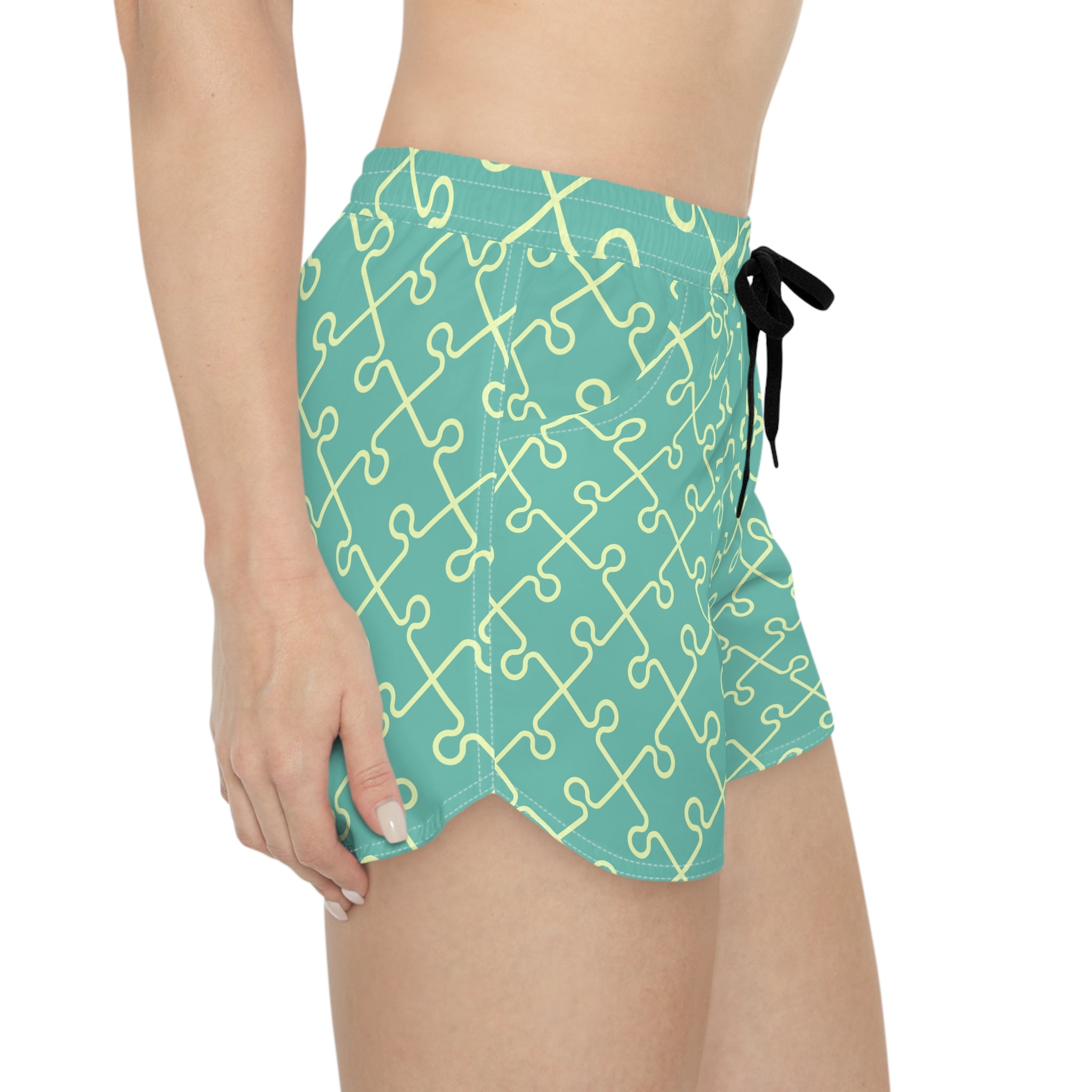 Puzzle Pop Women’s Casual Shorts-Lightweight Swim, Surf & Beach Shorts