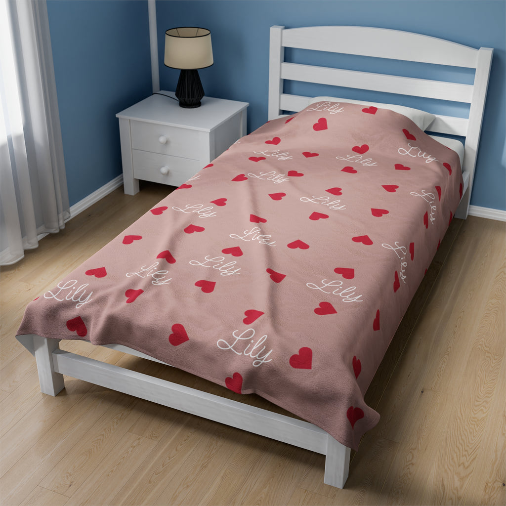 Customizable Velveteen Plush Blanket for girls