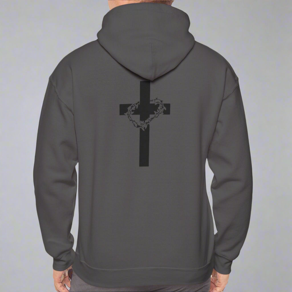 "He Is Risen" Cross & Crown of Thorns Christian Hoodie – Faith in Every Thread