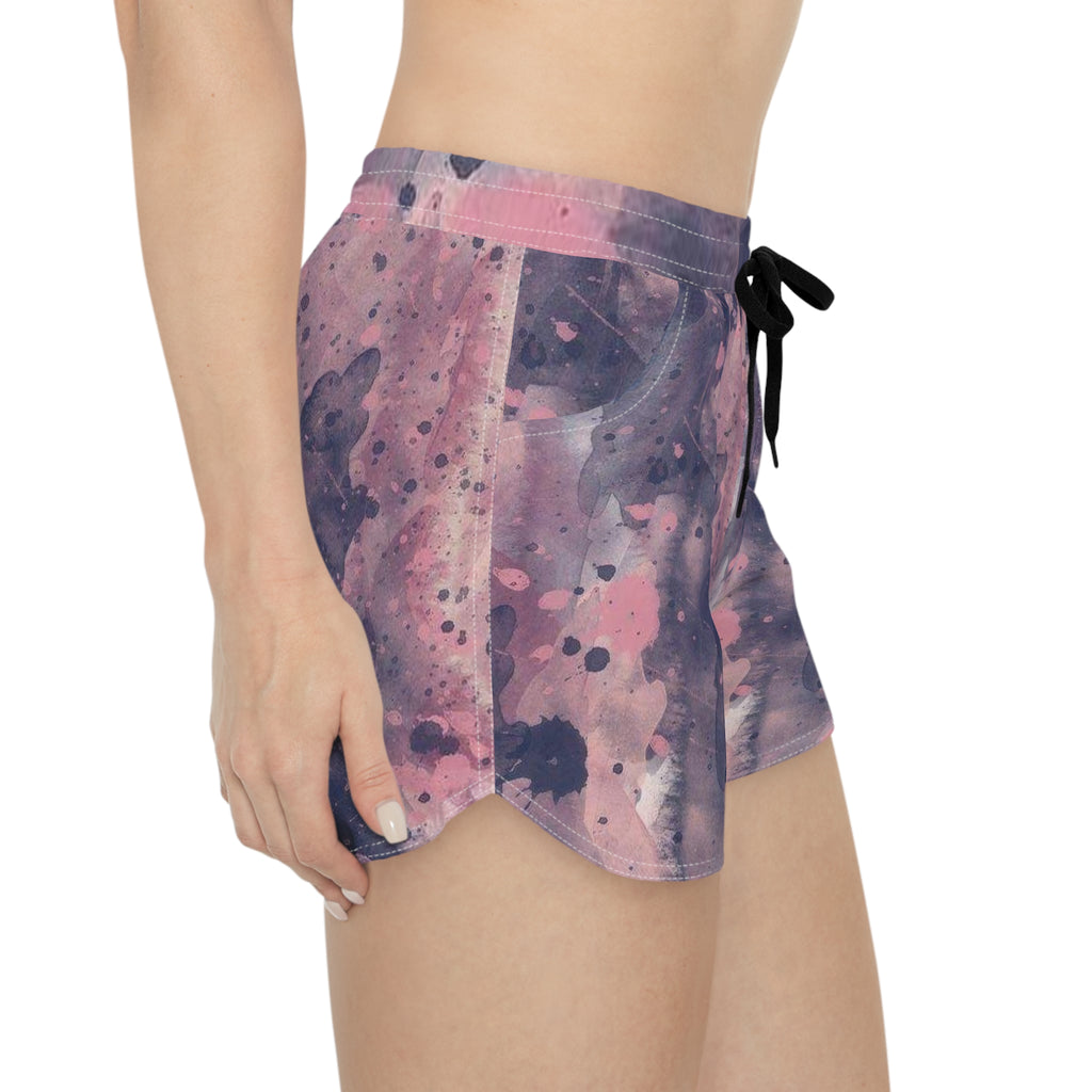 Blush Ink Women’s Board Shorts-Artistic Splash Swim and Beach Shorts