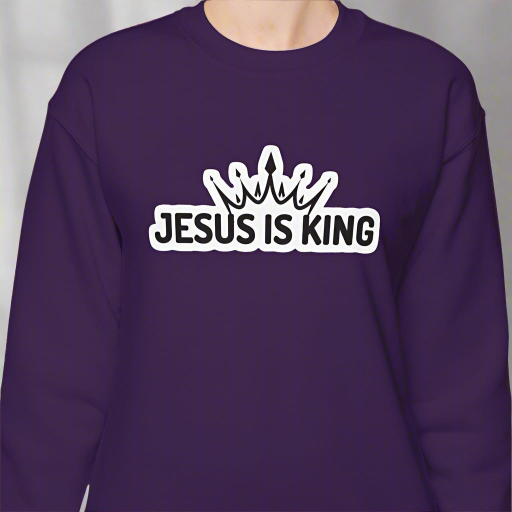 "Jesus is King" Christian Unisex Crewneck Sweatshirt – Bold Faith, Cozy Comfort