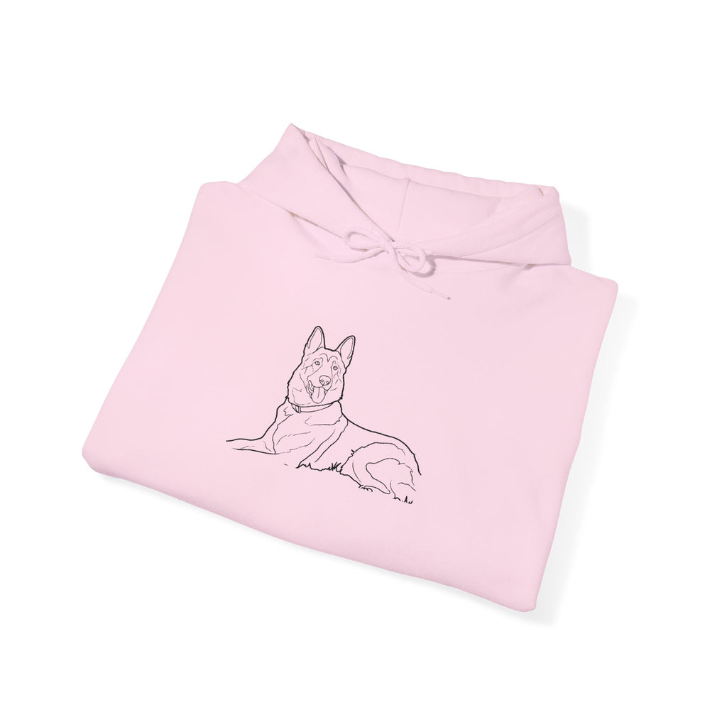 German Shepherd Outline Hoodie — Minimal Dog Line Art Sweatshirt