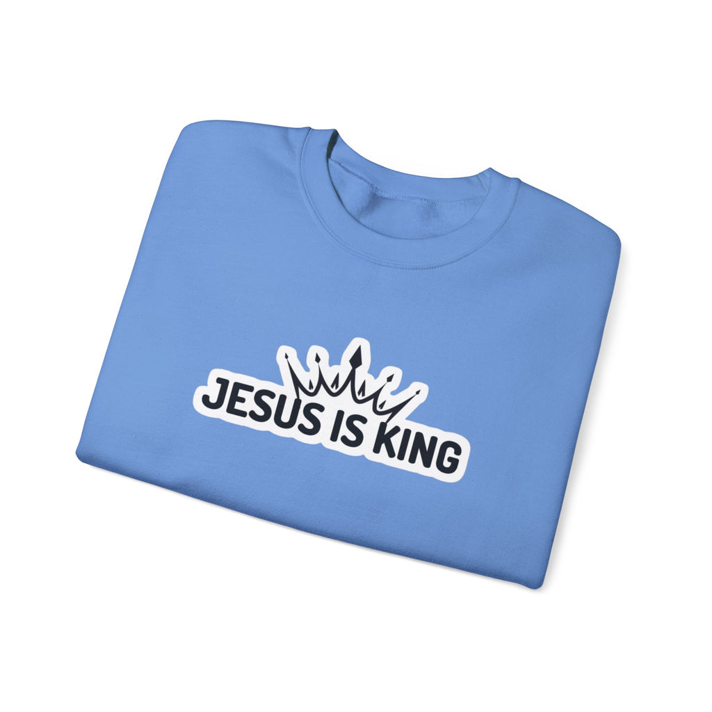 "Jesus is King" Christian Unisex Crewneck Sweatshirt – Bold Faith, Cozy Comfort
