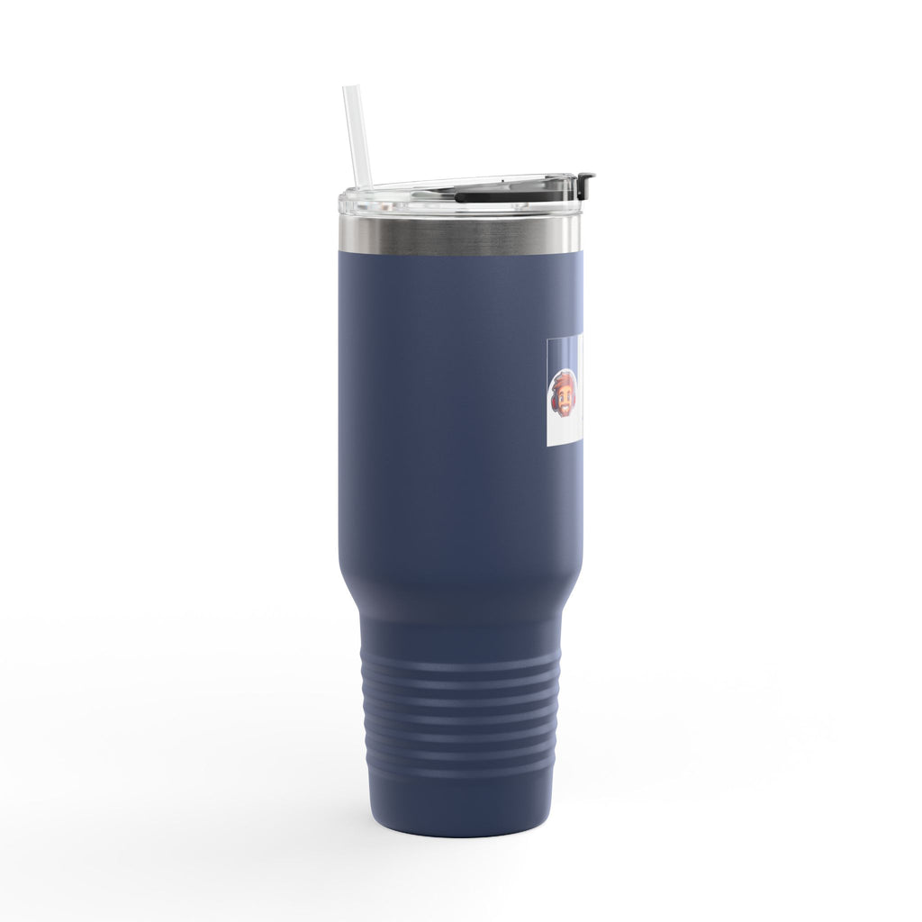 Custom Insulated Coffee Tumbler with Logo, Handle & Straw-Office Business Card Tumbler