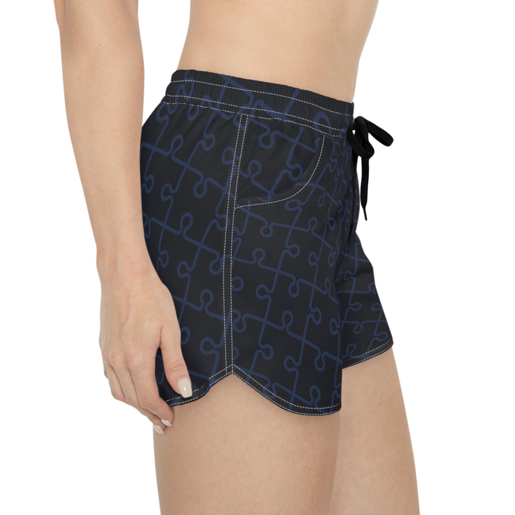 Midnight Puzzle Women’s Board Shorts | Sleek Swim & Surf Shorts