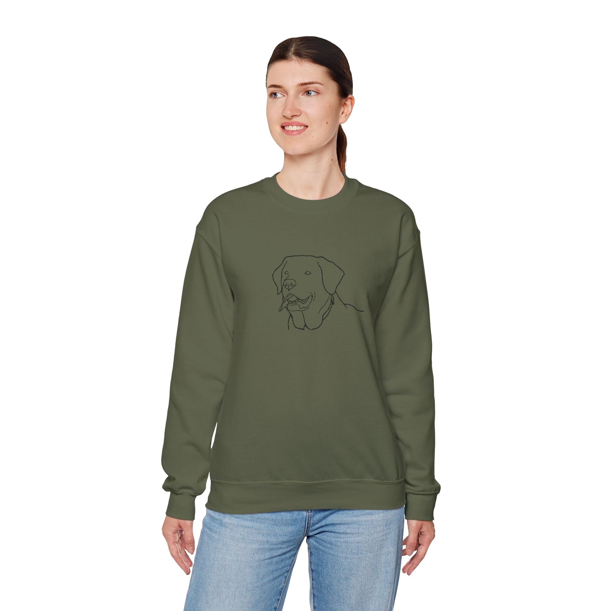 Labrador Love Graphic Crewneck Sweatshirt-Minimal Line Art