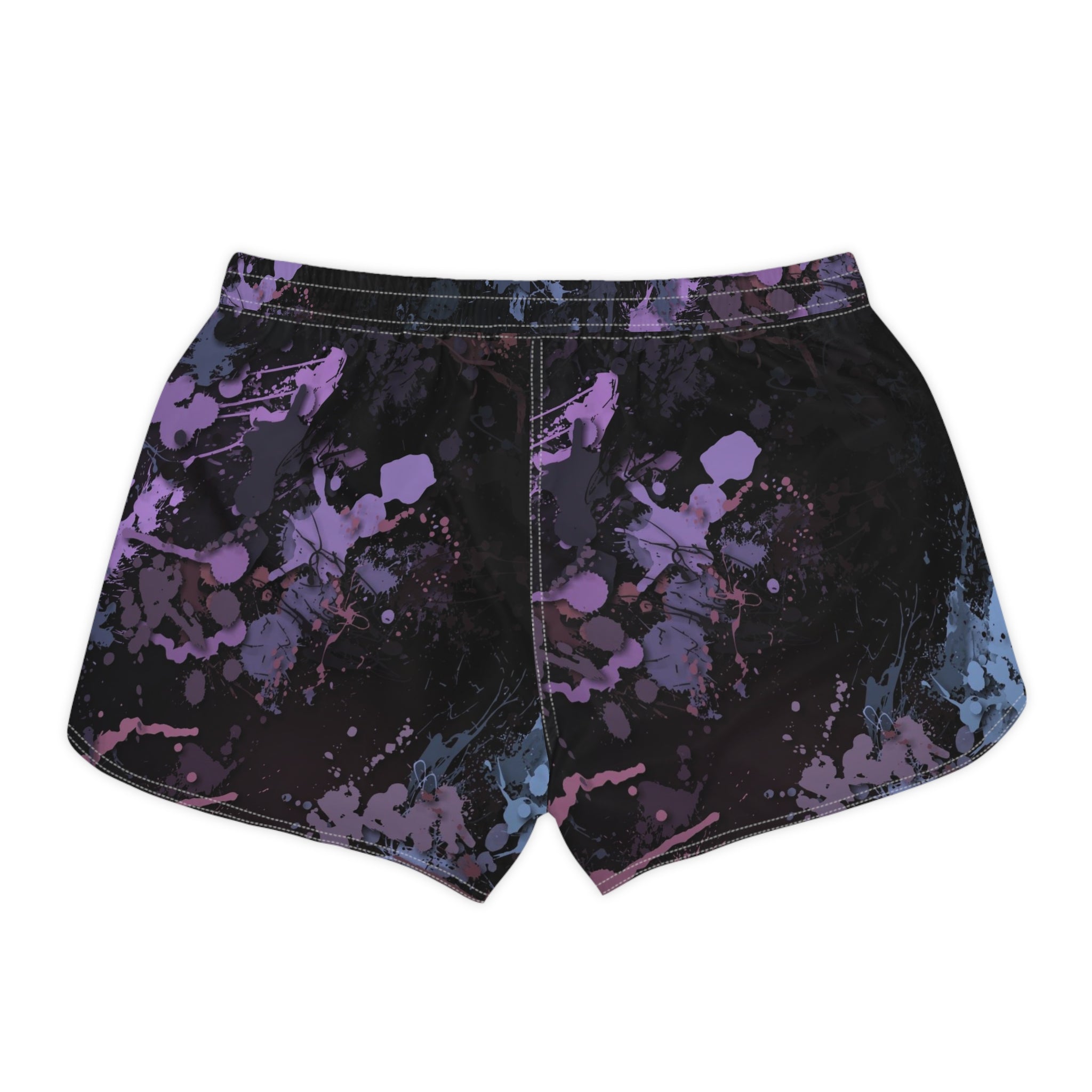 Paint Splatter Women's Casual Shorts -Purple & Black All-Over Print Lounge and Beach Shorts