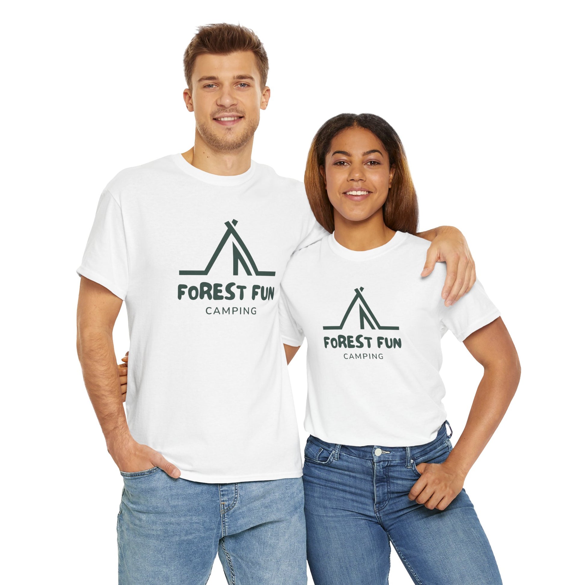 Forest Fun Camping Tee, Unisex Heavy Cotton T-Shirt
