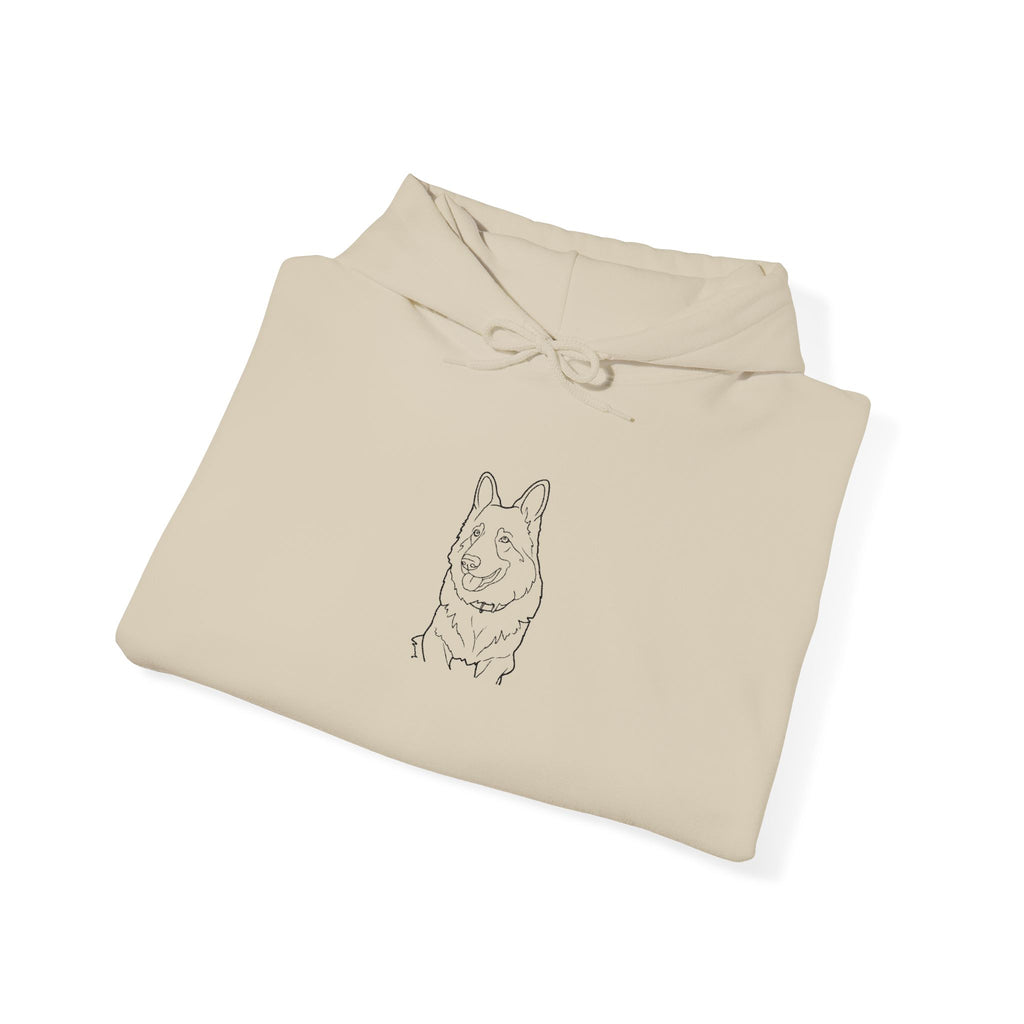 Minimalist German Shepherd Hoodie — Hand-Drawn Dog Portrait Pullover