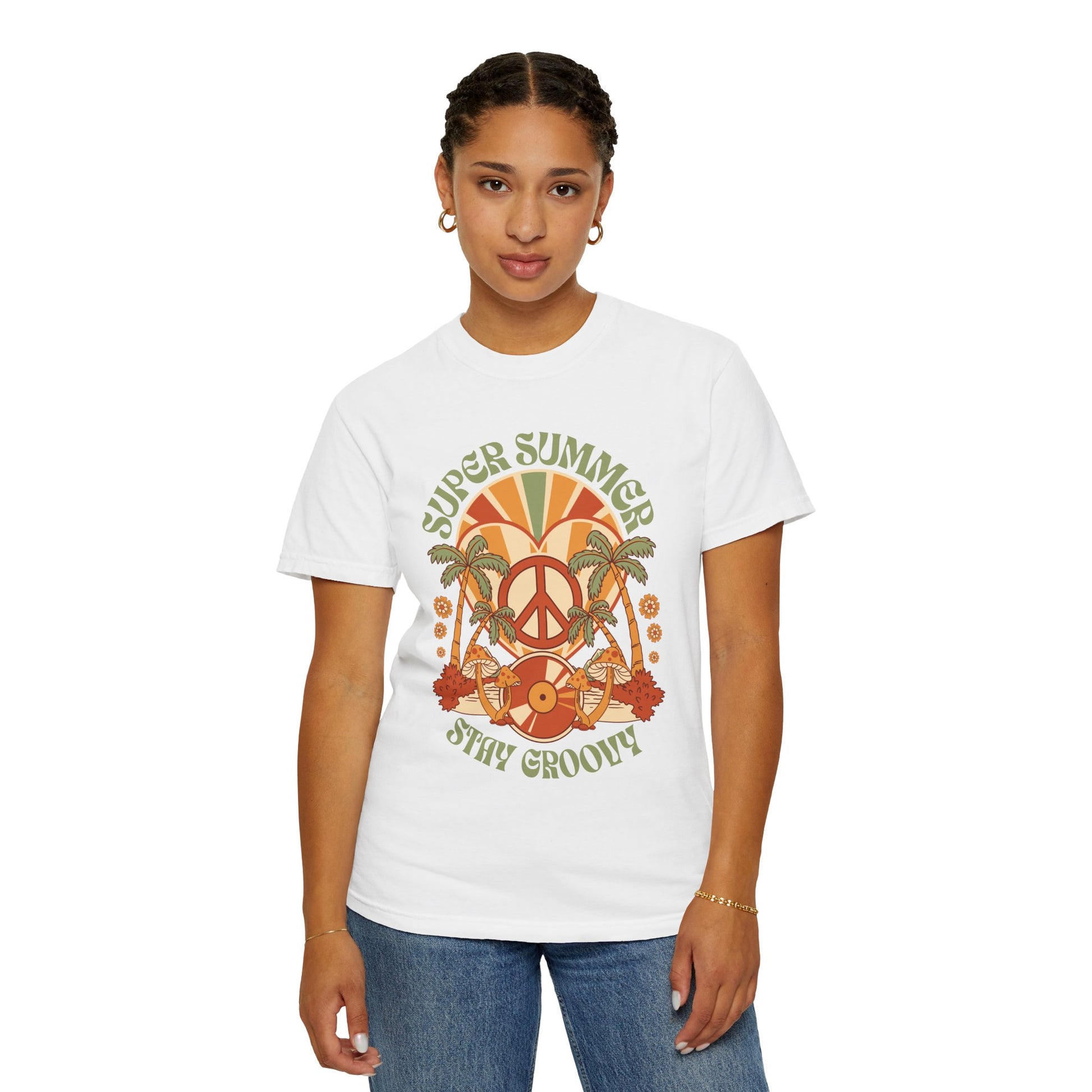 Super Summer Groovy Tee – Peace, Palms & Retro Vibes