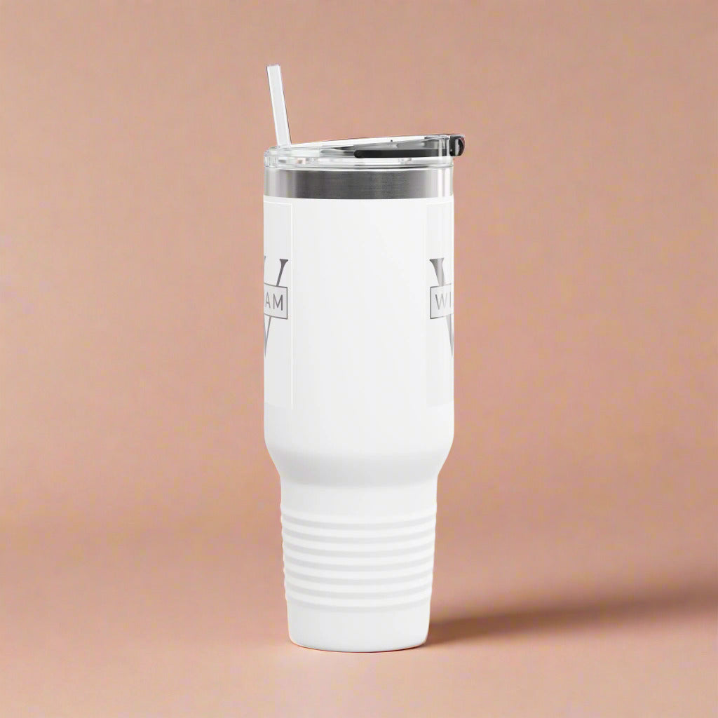 Personalized Custom Tumbler with Initials, Handle & Straw  40oz