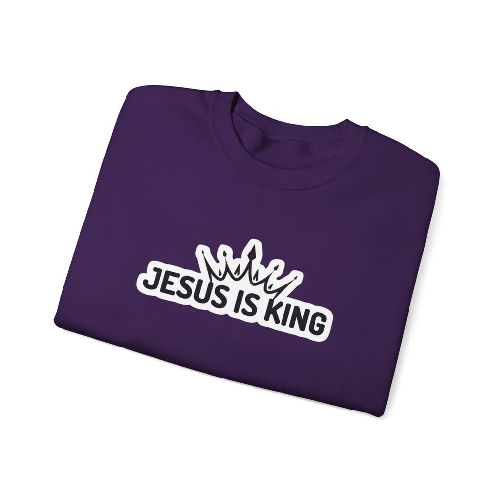 "Jesus is King" Christian Unisex Crewneck Sweatshirt – Bold Faith, Cozy Comfort