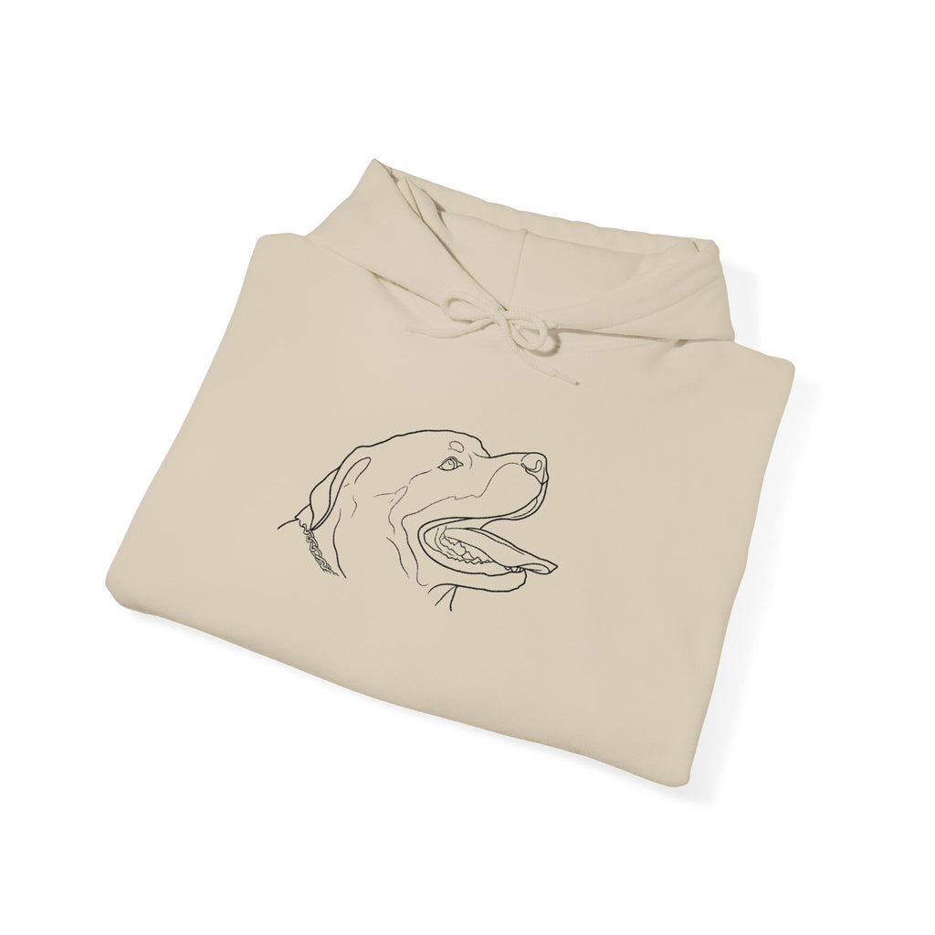 The Rottie Snuggle Unisex Hoodie –Graphic Minimal Dog Line Art