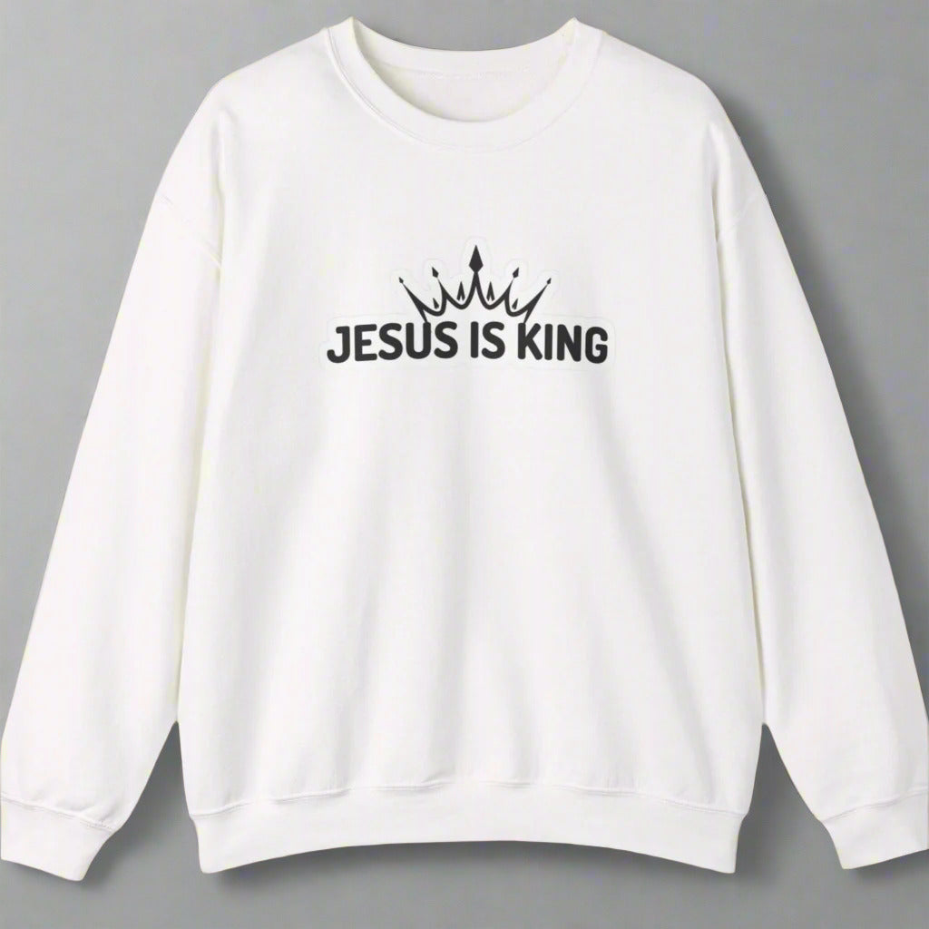 "Jesus is King" Christian Unisex Crewneck Sweatshirt – Bold Faith, Cozy Comfort