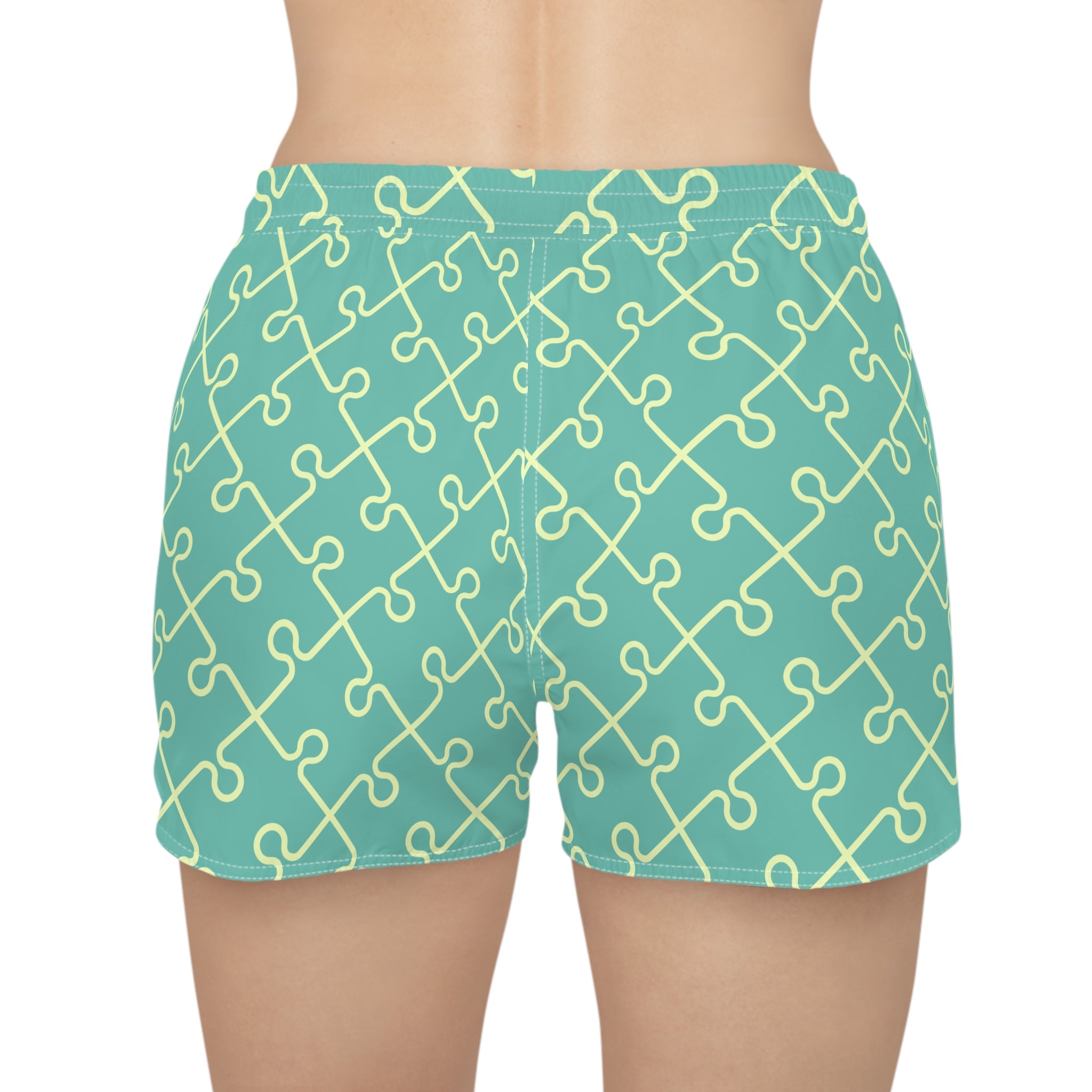 Puzzle Pop Women’s Casual Shorts-Lightweight Swim, Surf & Beach Shorts