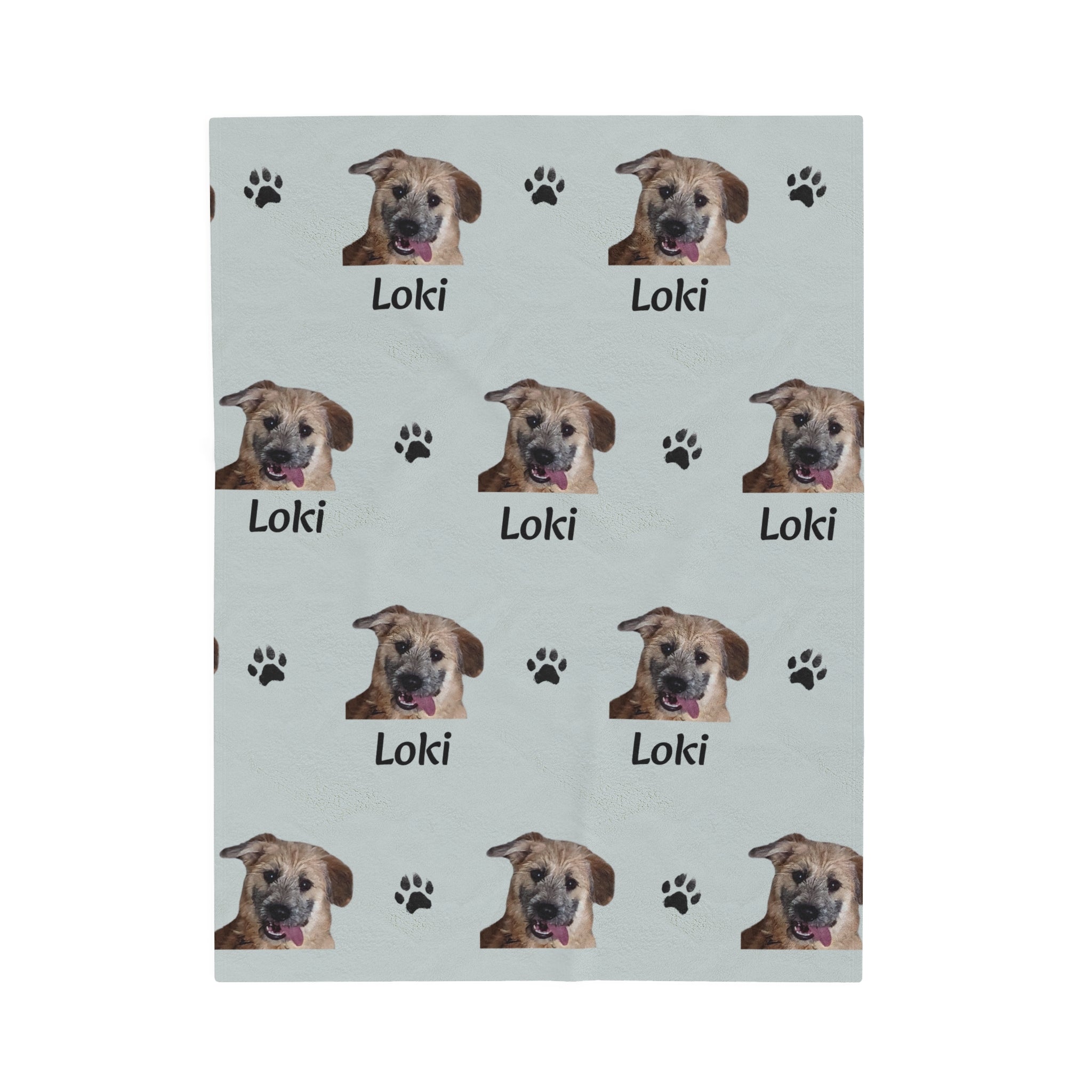 Custom Velveteen Plush Blanket With Pet Face & Name
