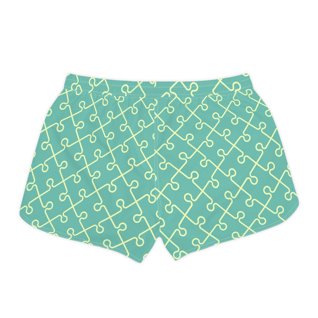 Puzzle Pop Women’s Casual Shorts-Lightweight Swim, Surf & Beach Shorts